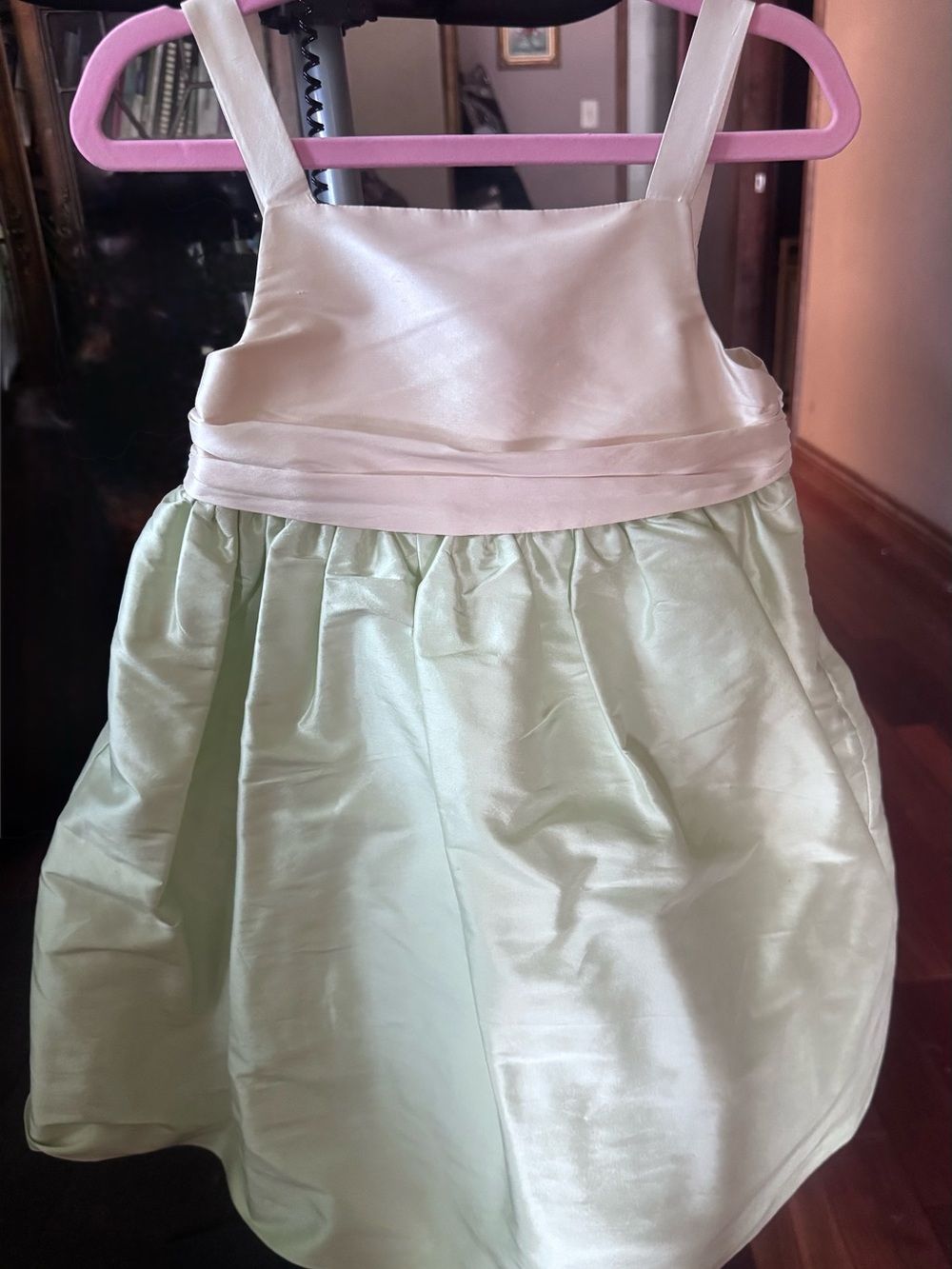 Janie and Jack Ivory and Mint Satin Party Dress